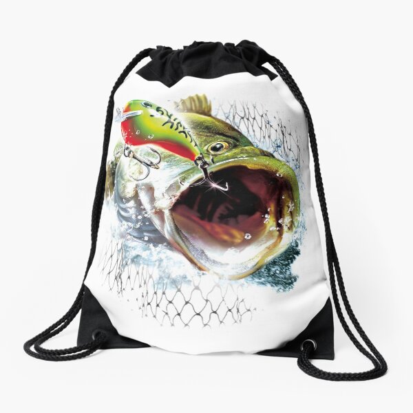 Fishing Lure Bait Angling Design Drawstring Bag