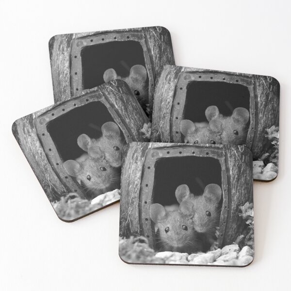 Item preview, George the mouse in a log pile house - black and white  designed and sold by Simon-dell.