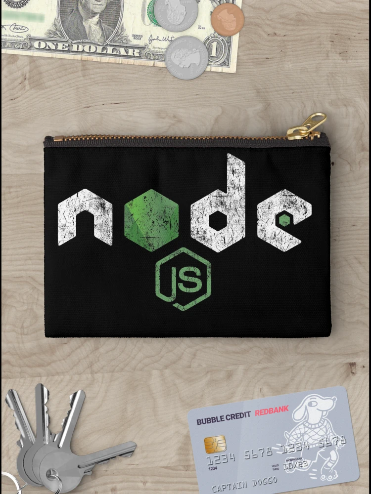Thumbnail 3 of 4, Zipper Pouch, Vintage Distressed NodeJS JavaScript Programmer designed and sold by vladocar.