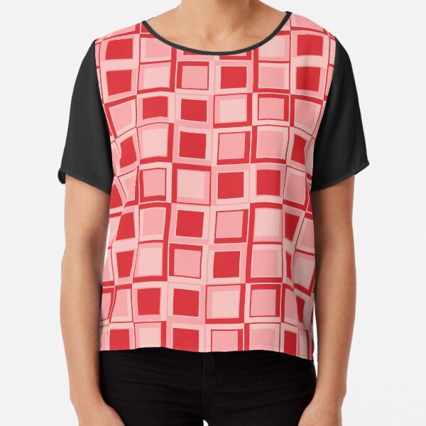Rote 70er Jahre Styling Quadrate Chiffon Top