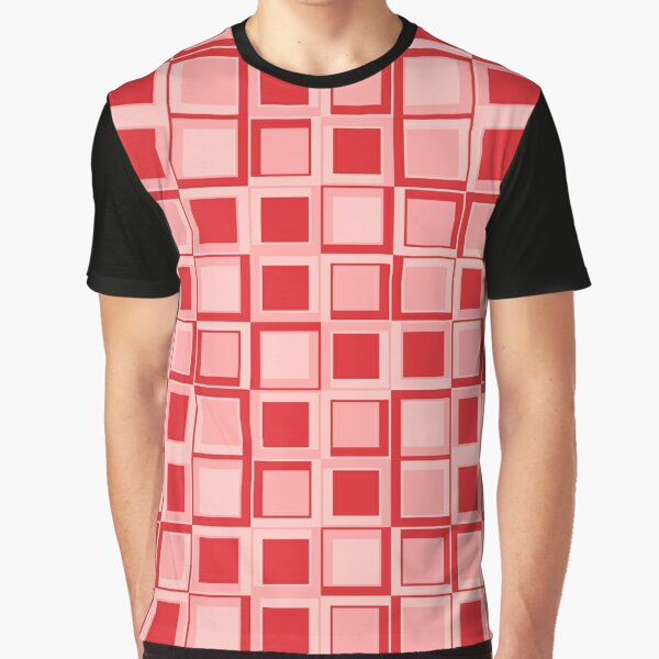 Rote 70er Jahre Styling Quadrate Grafik T-Shirt