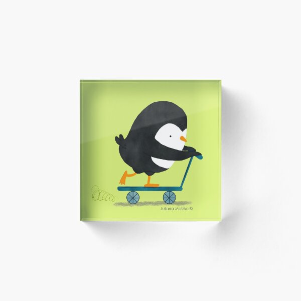 Penguin on Scooter Acrylic Block