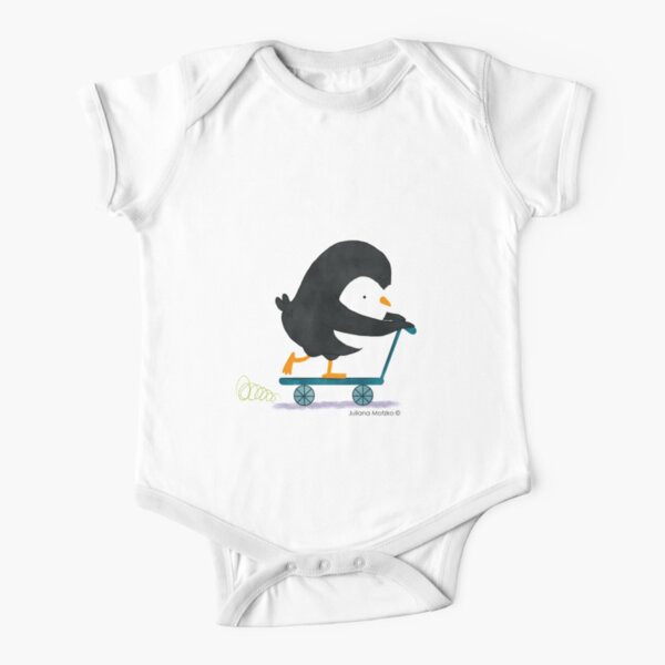 Penguin on Scooter Short Sleeve Baby One-Piece