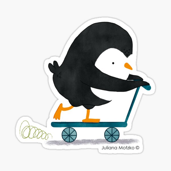 Penguin on Scooter Sticker