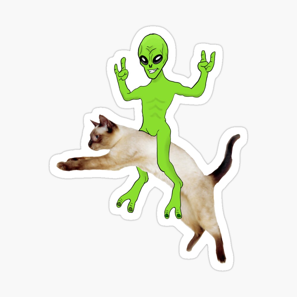 alien riding a cat shirt