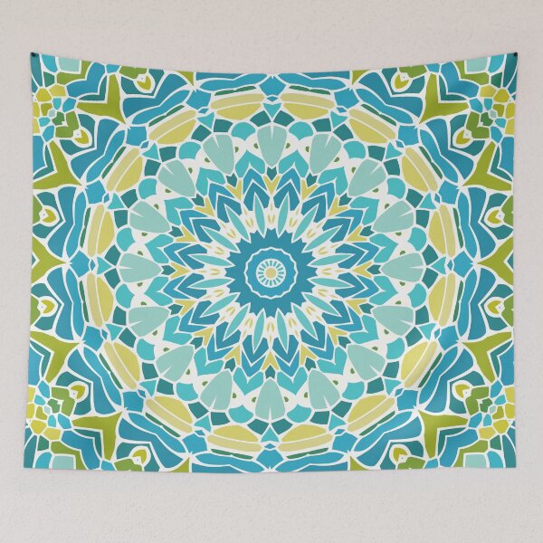 Item preview, Lime Green and Turquoise Blue Mandala designed and sold by Kelly Dietrich Mandala & Fractal Art.