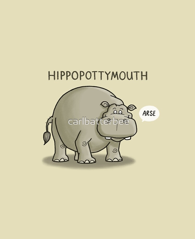 Hippo-pottymouth - Funny Cartoon Hippo Illustration