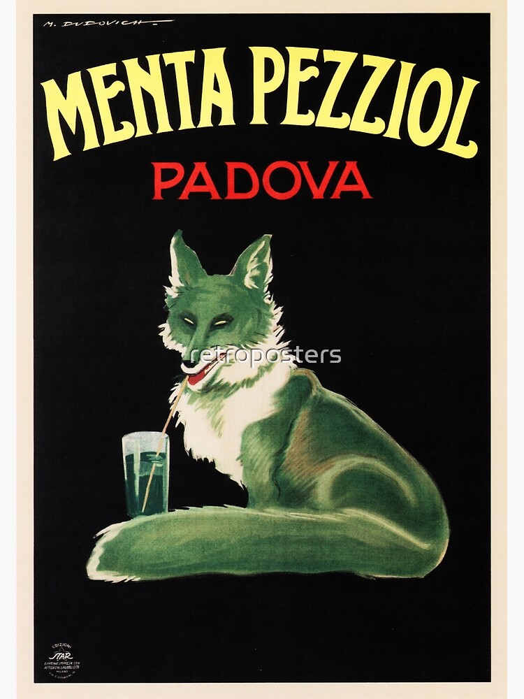 Disover MENTA PEZZIOL Padova Vintage Italian Liqueur Art Deco Style 1922 by Marcelo Dudovich Premium Matte Vertical Poster