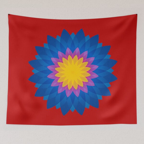 Item preview, SUNBURST FLOWER GRAPHIC BLUE/PINK/YELLOW designed and sold by WOOFANG.