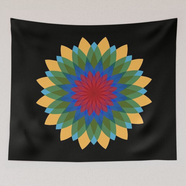 Item preview, SUNBURST FLOWER GRAPHIC GREEN/BLUE/RED designed and sold by WOOFANG.
