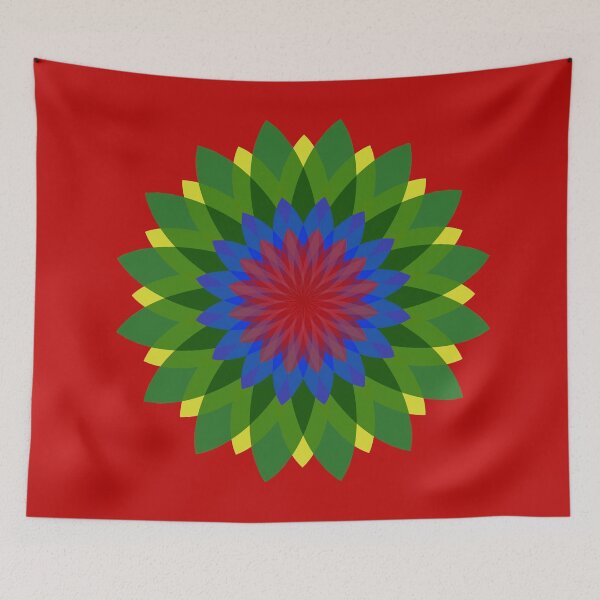 Item preview, SUNBURST FLOWER GRAPHIC GREEN/BLUE/RED designed and sold by WOOFANG.