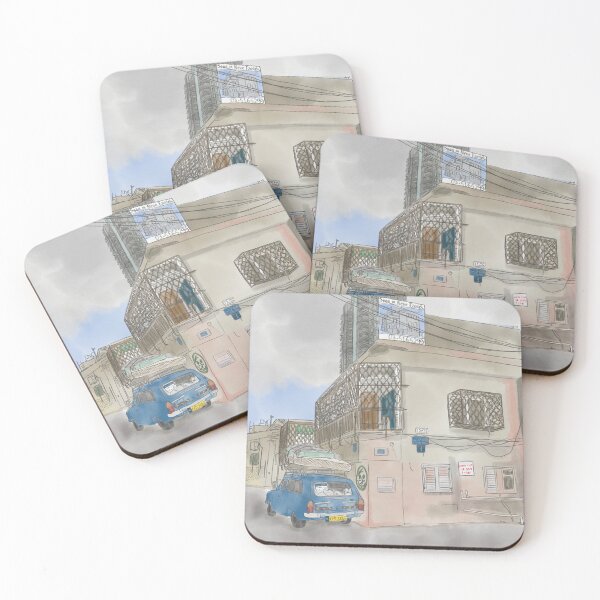 Item preview, Neve Tzedek street with old car (Tel Aviv) watercolor urban sketch designed and sold by NaliniLe.