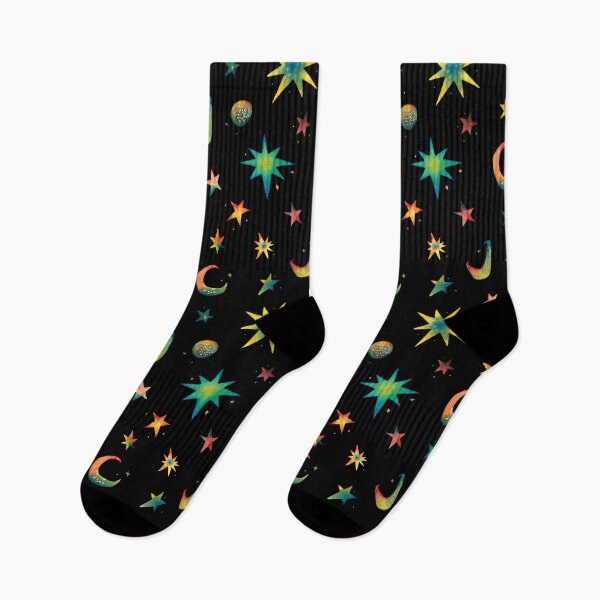 Item preview, Colorful watercolor stars and moons pattern designed and sold by Virginia Skinner.