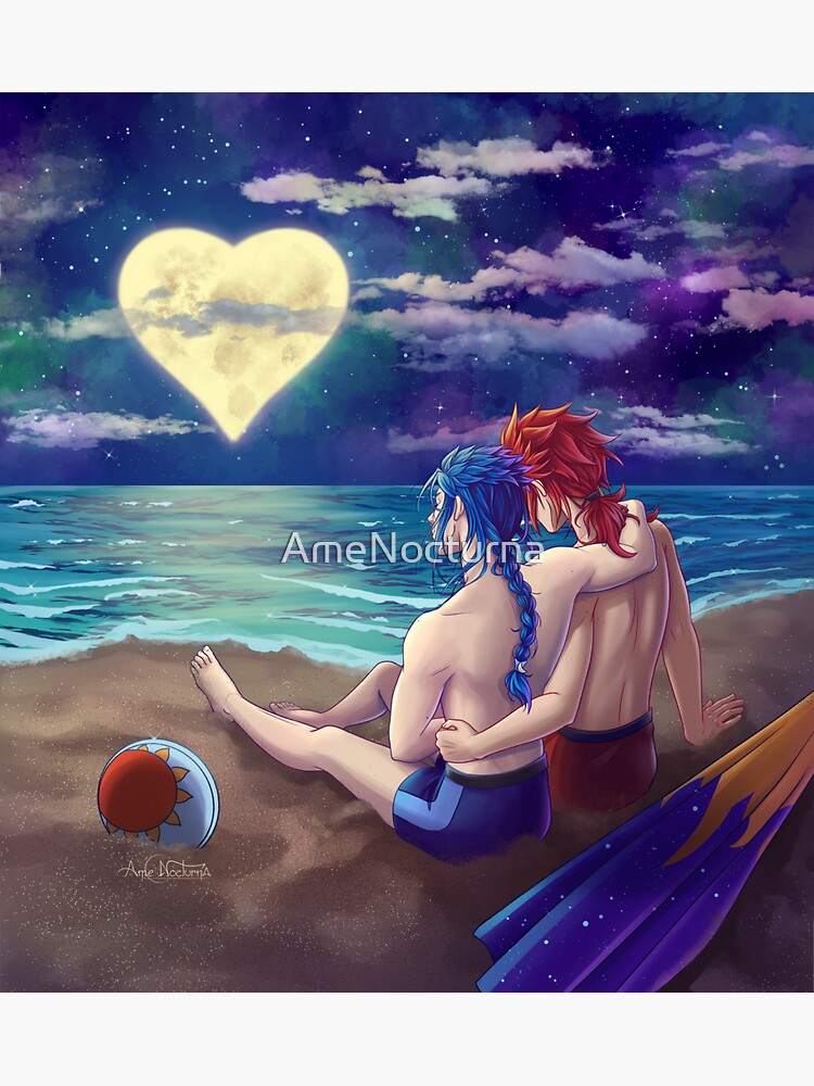 Imagen 3 de 3, Pegatina con la obra Verano - Sun & Moon (Lea & Isa) - Noche KH, diseñada y vendida por AmeNocturna.
