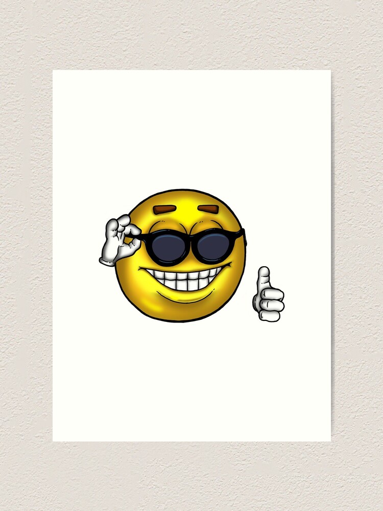 Smiley Face Sunglasses Thumbs Up Emoji Meme Face Sticker for Sale by  obviouslogic