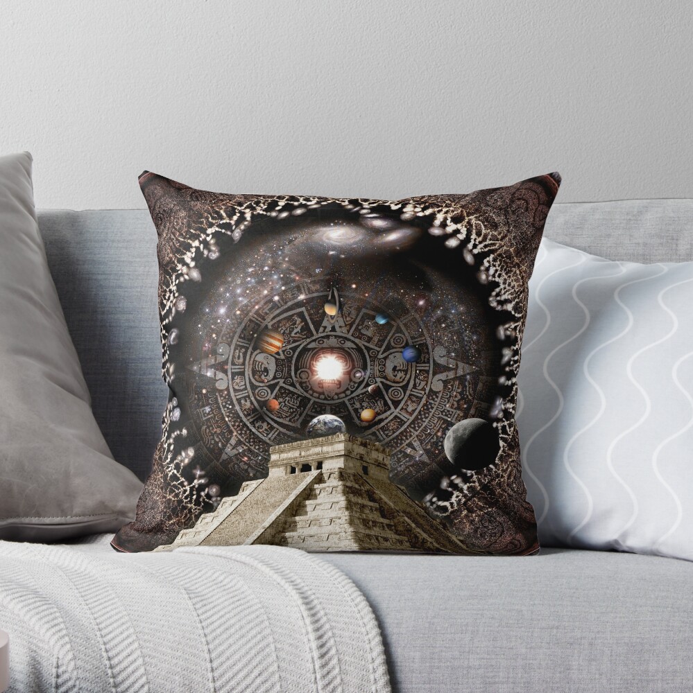 Mayan Cosmovision and The Universe Throw Pillow