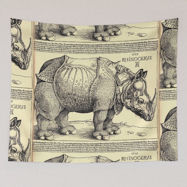 Artikelvorschau, Albrecht Durer's Rhinoceros vintage illustration entworfen und verkauft von Vintage Designs +.