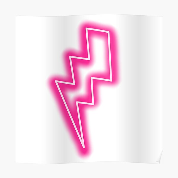 Neon pink lightening bolt Poster