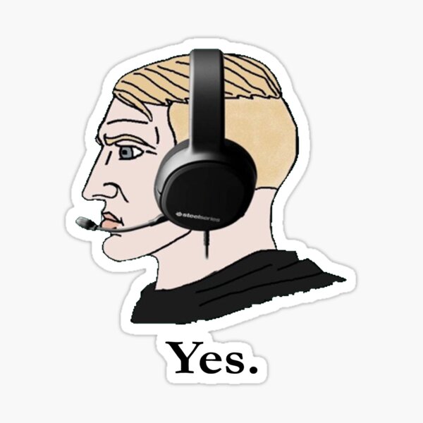 Gamer Chad Stickers Redbubble - chad help me hack roblox flee the facility w gamer chad