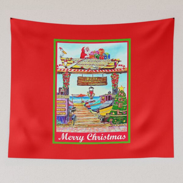 Item preview, Merry Christmas-Dory Fishing Fleet-Newport Beach CA designed and sold by ArtbyLeclerc.