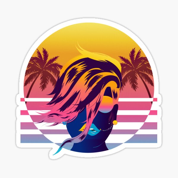 Synthwave Sunset Mane and Sunglasses Sticker