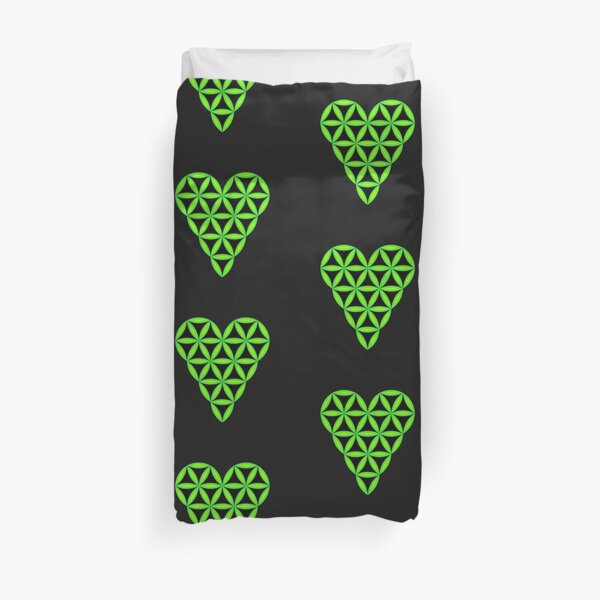 Heart of Life - 3D, Light Green. Duvet Cover
