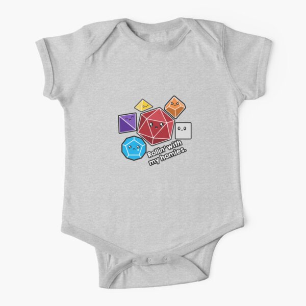 Polyhedral Pals - Rollin With My Homies - D20 Gaming Dice Short Sleeve Baby One-Piece