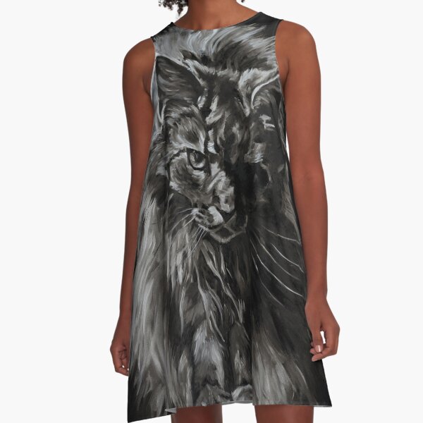 One Big Scary Maine Coon Cat A-Line Dress