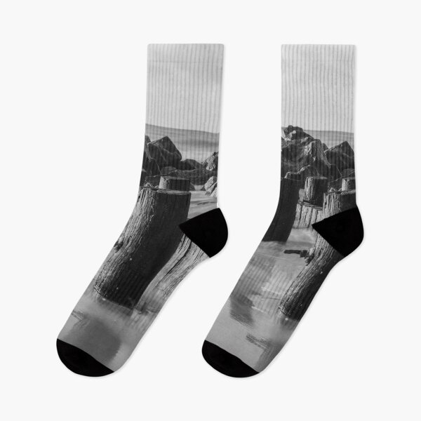 Item preview, Dreamy Seawall Grayscale designed and sold by mljdwhite.