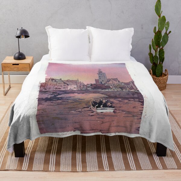 Item preview, Church rising over medieval buildings of Bruges, Belgium at Jan Van Eyck Square. designed and sold by rfoxphoto.