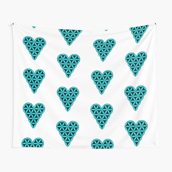 Heart of Life - 3D, Cyan. Tapestry