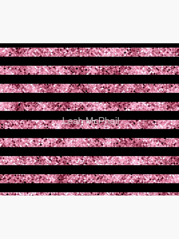 Pink and Black Glitter Sequin Stripes by LeahMcPhail