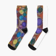 Earth tone hand painted Fibonacci pattern Socks