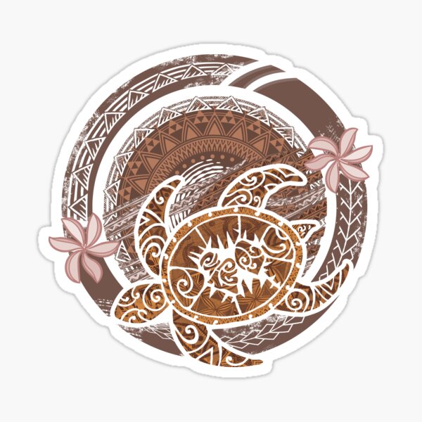 Vintage Circular Samoan Turtle Dive Sticker