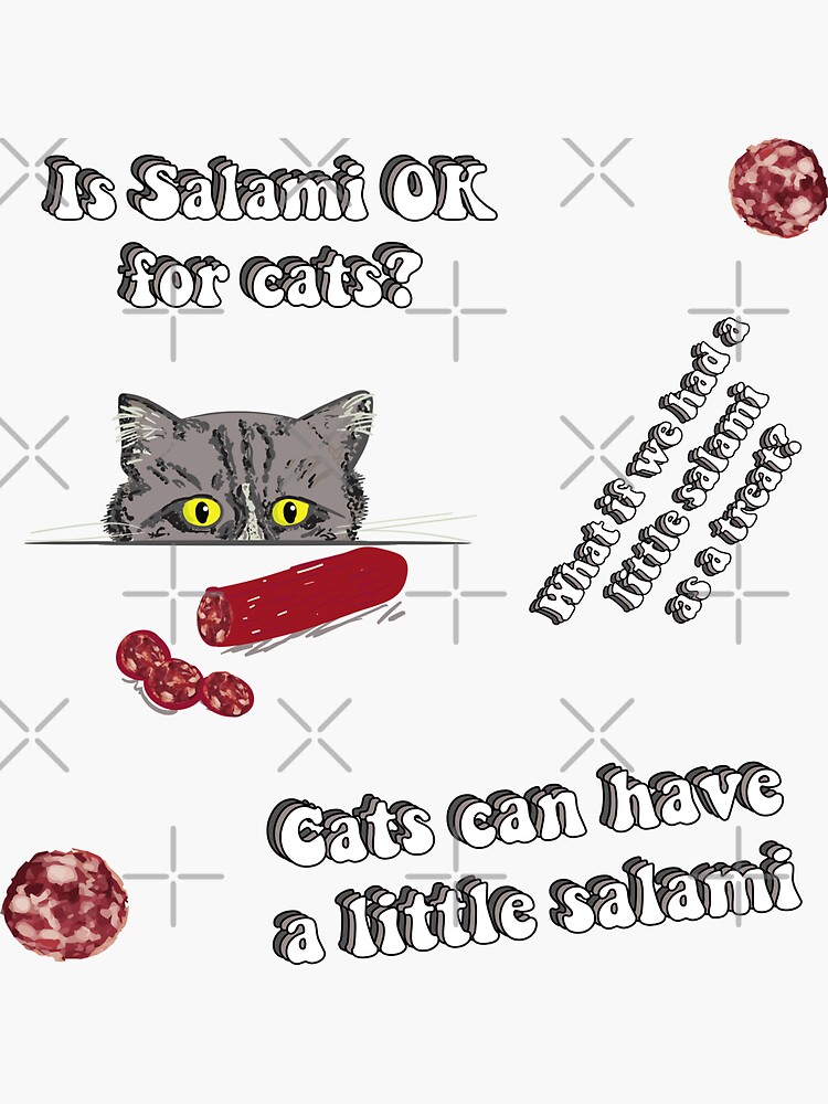 "Is Salami OK for Cats? Cats Can have a little Salami Meme " Sticker