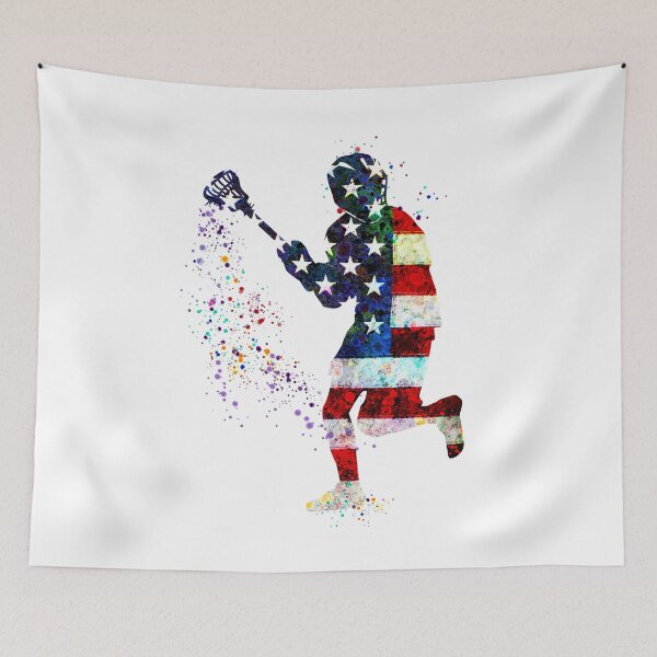 Item preview, Lacrosse Boy American Flag Art USA Gifts designed and sold by LotusGifts.