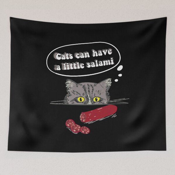 Item preview, Can Cats Have Salami? Cats Can Have a Little Salami Meme designed and sold by The-Goods.