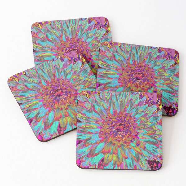Item preview, Psychedelic Teal Blue Abstract Decorative Dahlia designed and sold by myrubiogarden.
