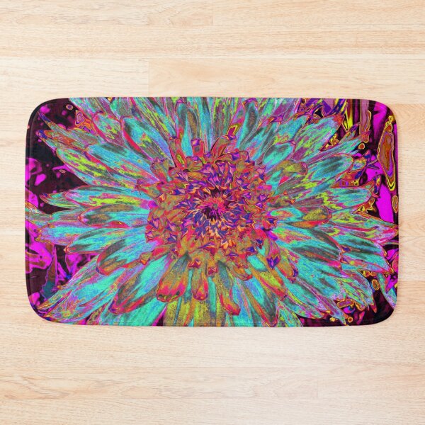 Item preview, Psychedelic Teal Blue Abstract Decorative Dahlia designed and sold by myrubiogarden.