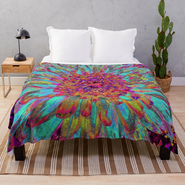 Item preview, Psychedelic Teal Blue Abstract Decorative Dahlia designed and sold by myrubiogarden.