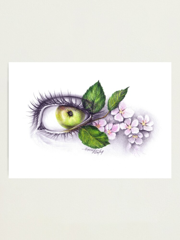 Wall Art Wall Decor Home Decor Fashion Print Floral Art Print Hand Drawn Print Eye Print Realistic Eye Drawing