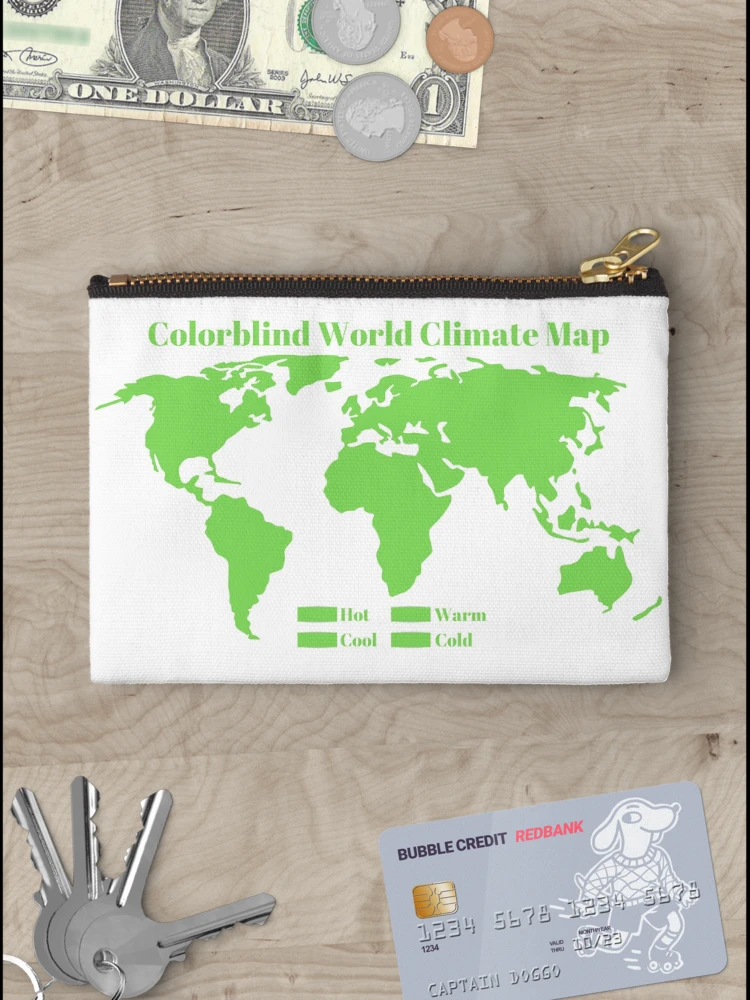 Thumbnail 3 of 4, Zipper Pouch, Colorblind World Climate Map designed and sold by InVisibleColors.