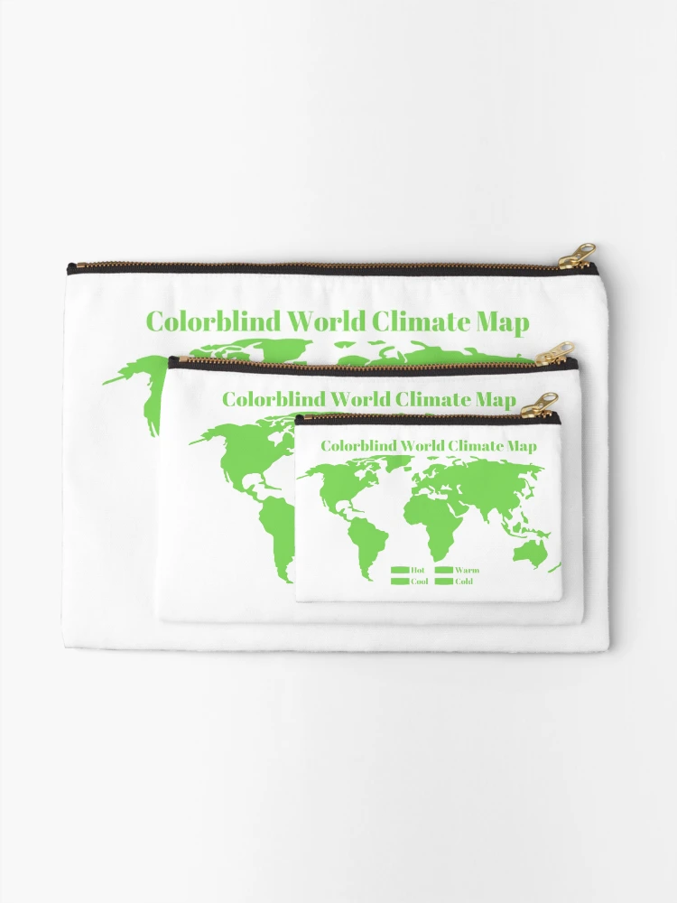 Thumbnail 2 of 4, Zipper Pouch, Colorblind World Climate Map designed and sold by InVisibleColors.