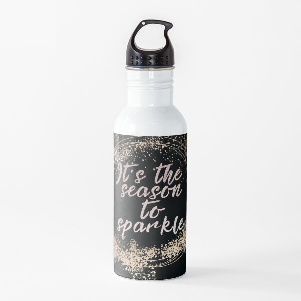 Black Sparkly Christmas Decor Water Bottle