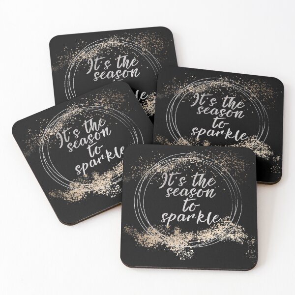 Black Sparkly Christmas Decor Coasters (Set of 4)