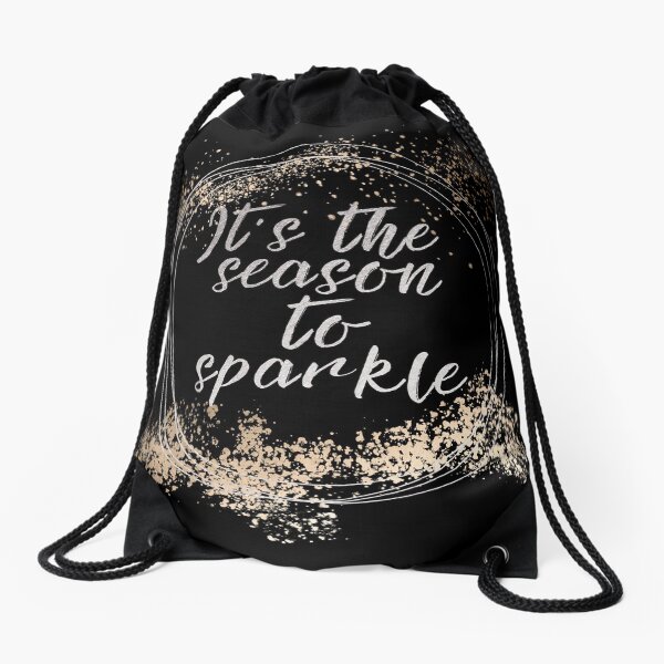 Black Sparkly Christmas Decor Drawstring Bag
