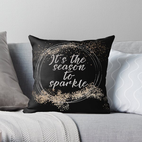 Black Sparkly Christmas Decor Throw Pillow