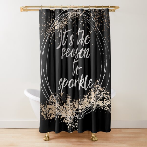 Black Sparkly Christmas Decor Shower Curtain