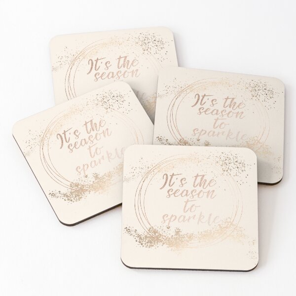 Gold sparkly Christmas decor Coasters (Set of 4)