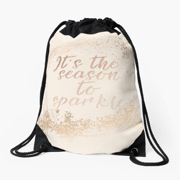 Gold sparkly Christmas decor Drawstring Bag